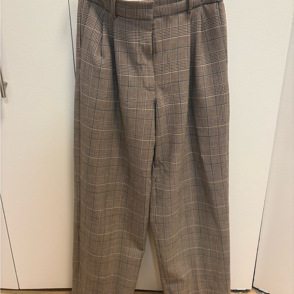 Babaton Women’s Tan Plaid Dress Pants